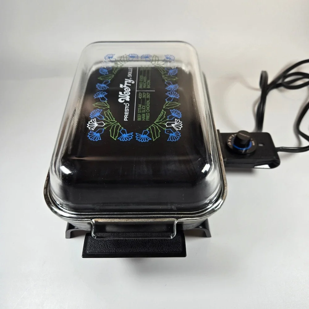 Vintage Presto WeeFry Electric Skillet 01/WFS1 Floral Glass Lid 650W USA Made
